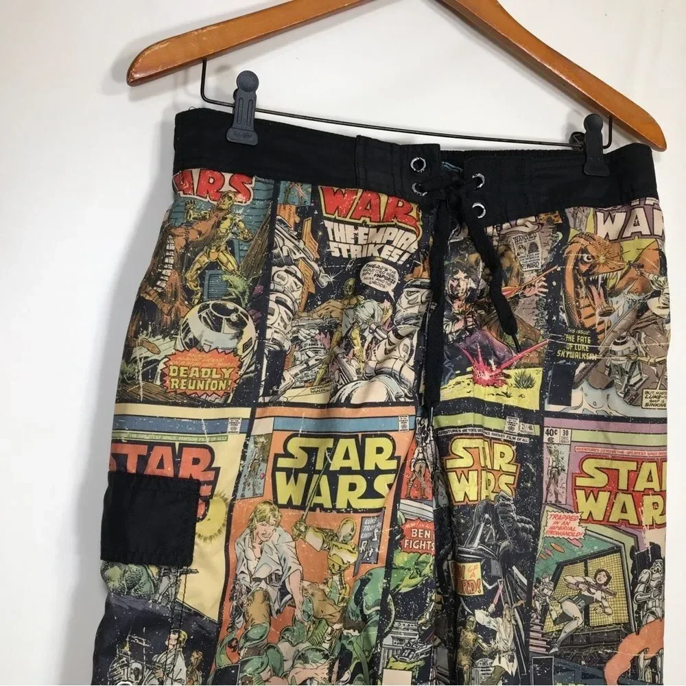 Mens Star Wars Long Board Shorts US Med Swim Trunks Vintage missing swim liner